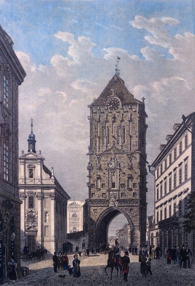 View of the Powder Tower from the West, engraved by V. Merklas, 1835 by Vincenc Morstadt